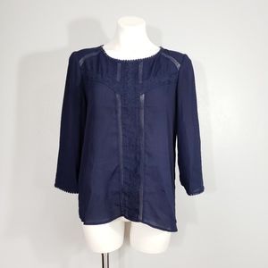 Lauren Conrad Blue Lace Detail Blouse